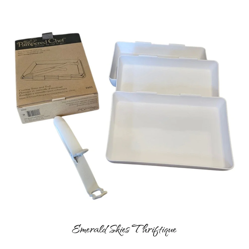 Pampered Chef Coating Trays & Tool # 2605, Interlocking Trays, 4-Piece free ship